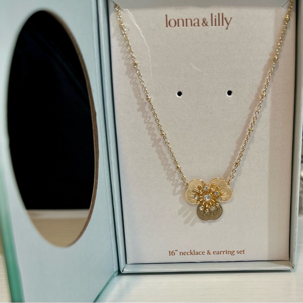 Lonna & Lilly Gold Tone Necklace and Earring Set
